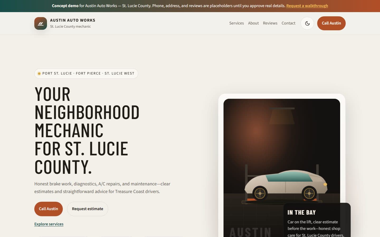 Austin Auto Works website design