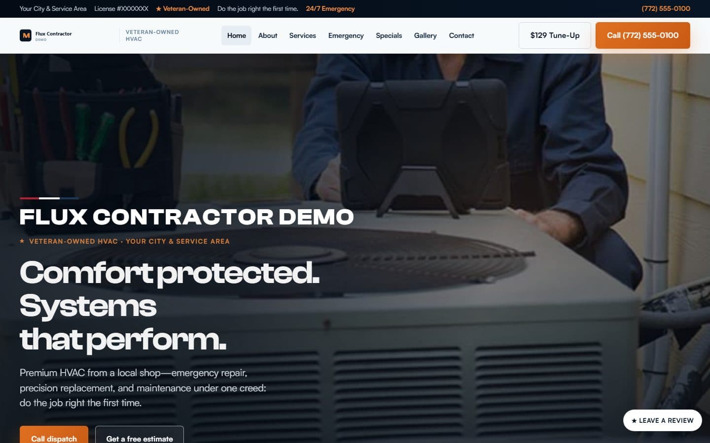 Contractor Demo website design