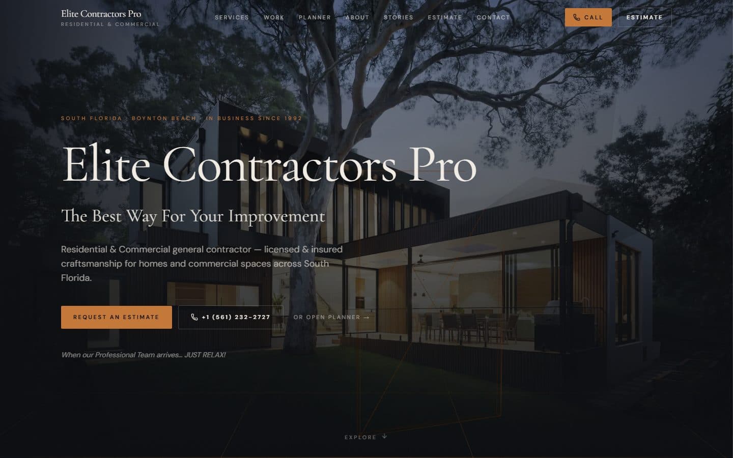 Elite Contractors Pro website design