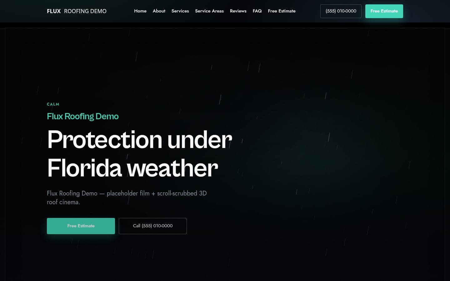 Flux Roofing 3D Demo — website