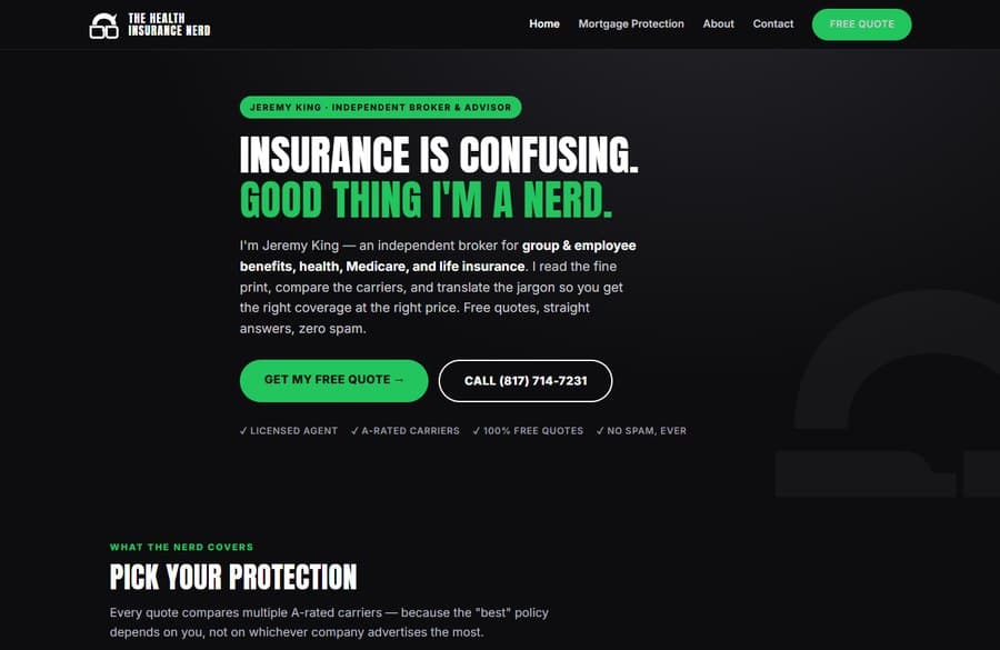 The Health Insurance Nerd website preview