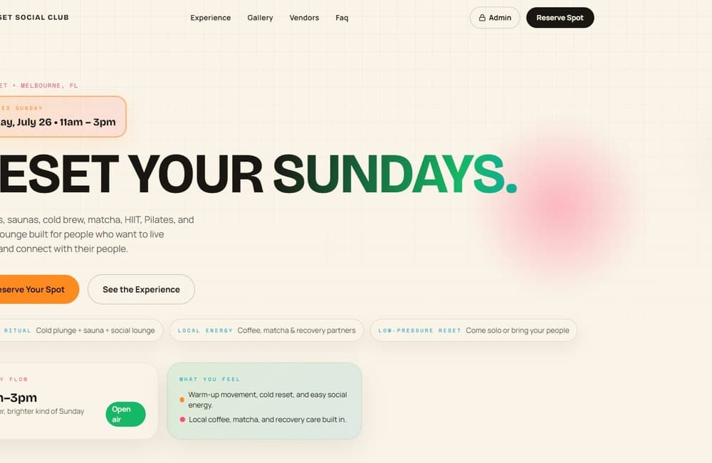The Reset Social Club website preview